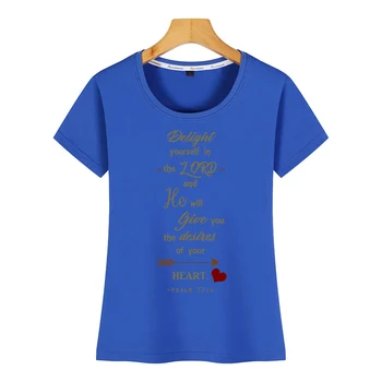 Topy T Shirt Ženy žalm 37 4 Bežné Čierne Bavlnené Tričko Žena