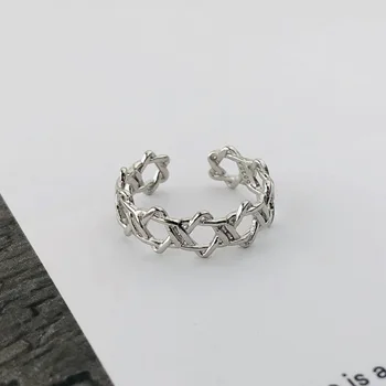 Kórejský Otvoriť Krúžky Striebro 925 Šperky 925 Sterling Silver Krúžky Pre Ženy Geometrické Jednoduchý Zlatý Prsteň Joyeria Fina Para Mujer