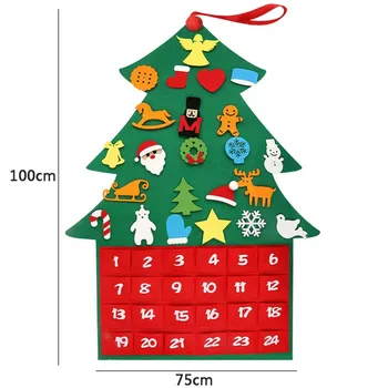 Vianočný Adventný Kalendár Stene Visí Santa Cítil Adventný Kalendár S Vreckami 24 Dní, Časovač, Kalendár, Vianočný Dekor 2020