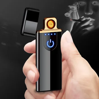 USB Zapaľovač Cigariet Dotyk Indukčné Vetru Elektronické Ultra-Tenké Kovové USB Cigariet Zapaľovač cigariet baliaci stroj