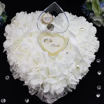 Romantické Ruže Svadobné Zdvorilosti V Tvare Srdca Šperky Darček Krúžok Box Vankúš Kryt
