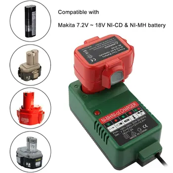 7.2 V-18V Batérie, Nabíjací Adaptér pre Makita 7,2 V, 9.6 V, 12V 14,4 V 18V NI-MH, NI-CD