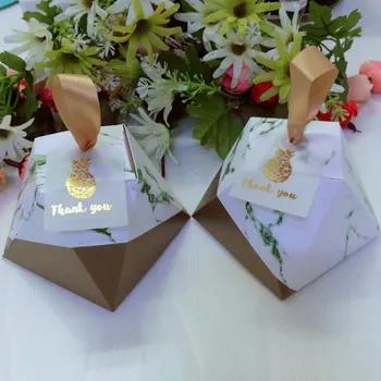 100ks Diamond Ananás Mramoru Tvar Candy Box Svadobné Zdvorilosti A Dary Strana navrhne Baby Sprcha Papier Darček Čokoláda Boxy
